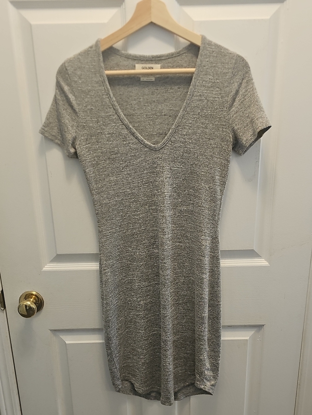 Aritzia Gray V-Neck T-Shirt Dress